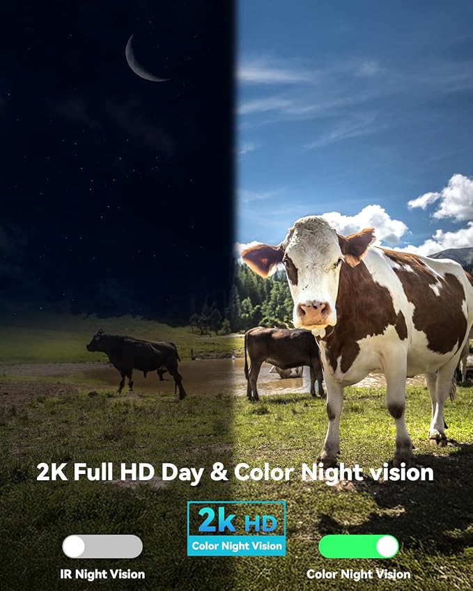 Securit Camer Wireless Solar Powered Outdoor for Home and Farm, ABS Fireproof Waterproof Material, 360° View, 2K HD Color Night Vision,Human Auto Tracking, 2-Way Audi (Wite) (Solar-4G)