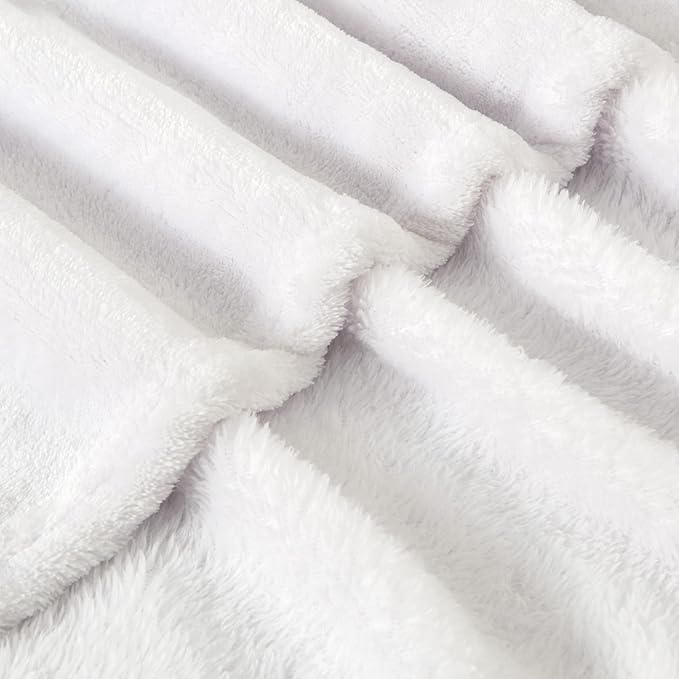 BEDELITE Fleece Blankets Queen Size White Throw Blankets for Bed, Luxury Plush Cozy Fuzzy Blanket 90x90 inches, Super Soft Warm Lightweight Throw Blanket All Seasons Suitable