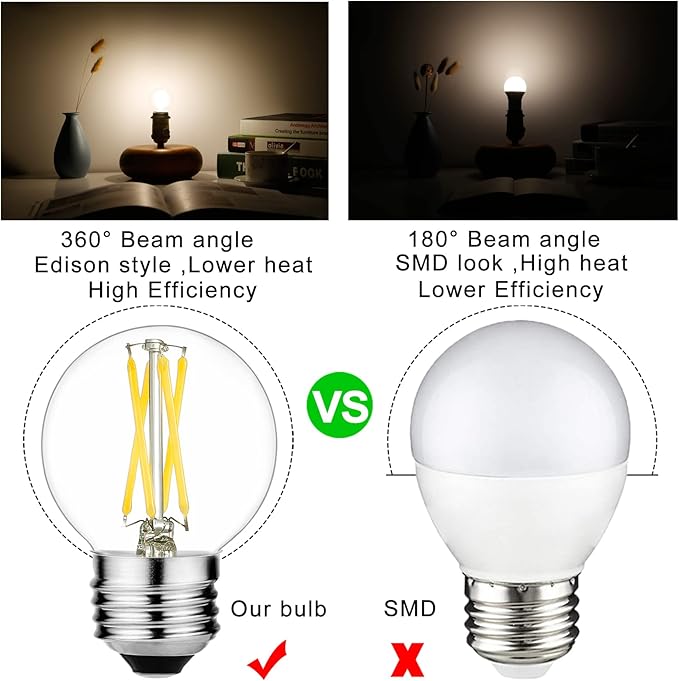 LiteHistory E26 LED Bulb 4W Equal E26 Edison Bulb 40 Watt Neutral White 4000K E26 Bulb Dimmable AC120V 400lm G16.5 Light Bulb led for Rustic Sputnik,Chandeliers,Vanity,Wall sconces Pack of 6