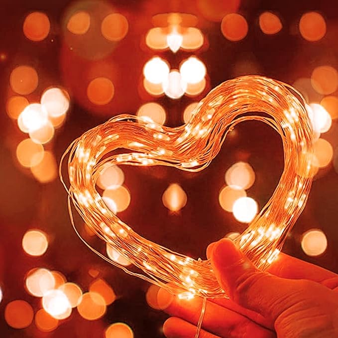 LAMPHOME Orange Fairy Lights, 100 LED 33ft Battery Operated Halloween Lights with Remote, 8 Modes Twinkle String Light for Halloween Thangksgiving Fall Tree Indoor Outdoor Decoration