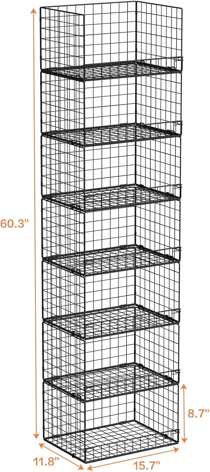 Yociyoga 7-Tier Stackable Closet Organizers and Storage Shelves, Foldable Closet Shelf Organizer System, Stackable Storage Bins Drawers for Closet Organizer System, Black(Patent Pending)