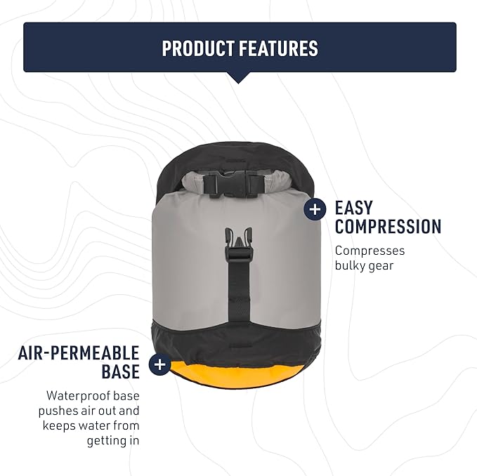 Sea to Summit eVac Ultra-Lightweight Compression Dry Bag, Waterproof Dry Storage, 5 Liter, Highrise Grey