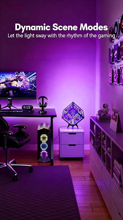 Infinity Hyper Cube LED Table Lamp - Infinity Mirror Light with 100+ Patterns, Music Sync, App Control, Infinite Cube Night Lights for Gaming,Party,Living Room,Bedroom Light Display and More(5Inches)