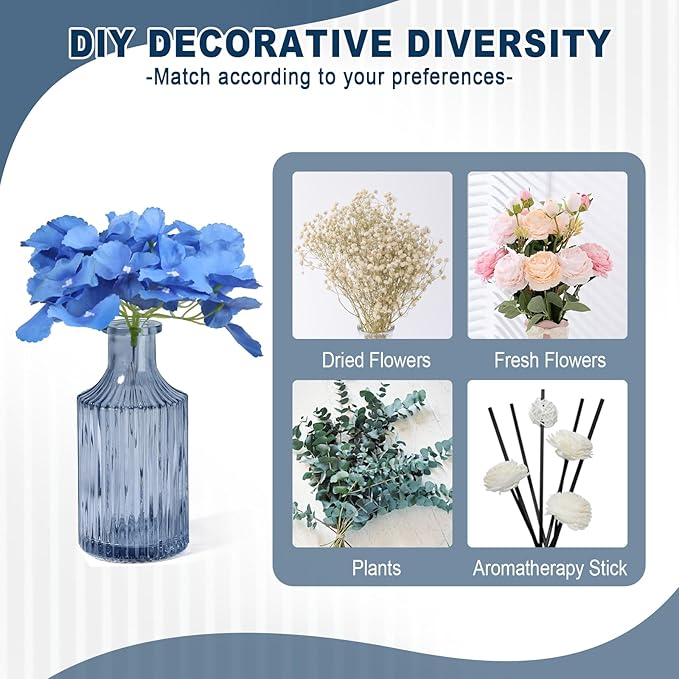 Blue Bathroom Accessories 5 Pcs, Glass Bathroom Accessory Set, Vintage Blue Bathroom Set, Royal Soap Dispenser and Toothbrush Holder Set, Qtip Holder, Small Flower Vase, Modern Bathroom Decor