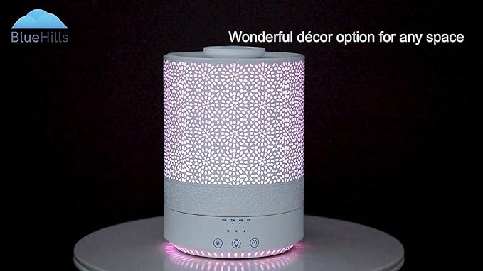 BlueHills Premium Set of 2 2500 ML Large Essential Oils Diffusers for Big Rooms High Mist Output XL Capacity Adjustable Cool Mist Great Gift – Value Pack of 2 White and Decorative Design