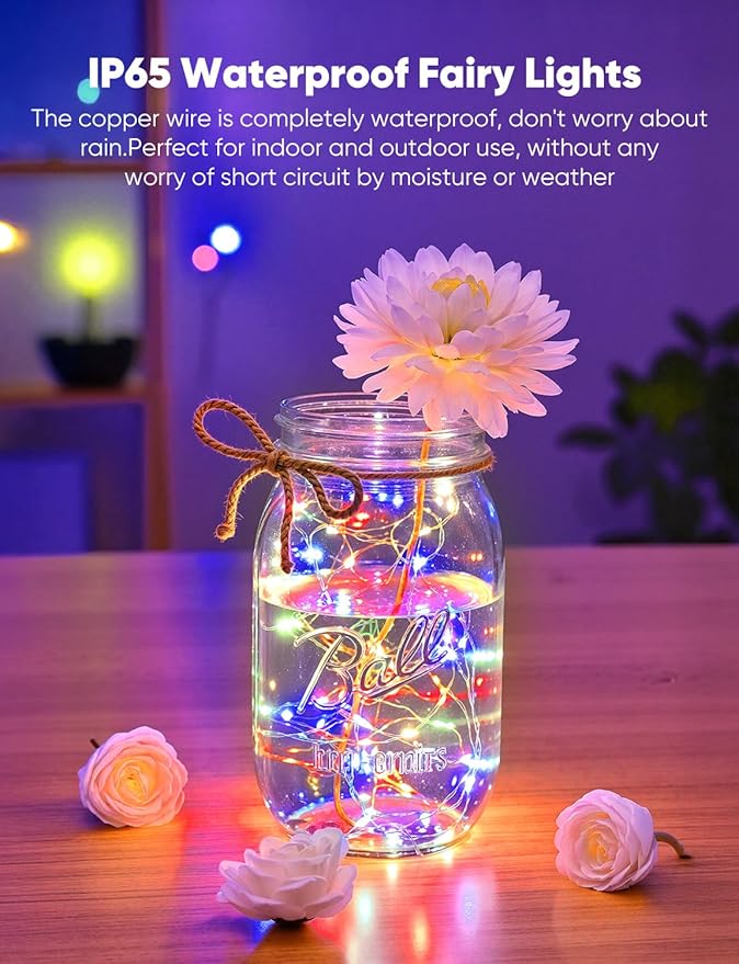 Brightown 14 Pack Multicolor LED Fairy Lights Battery Operated String Lights, 7ft 20LED Waterproof Silver Wire String Lights, Firefly Starry Moon Lights for Mason Jars DIY Christmas Wedding Party