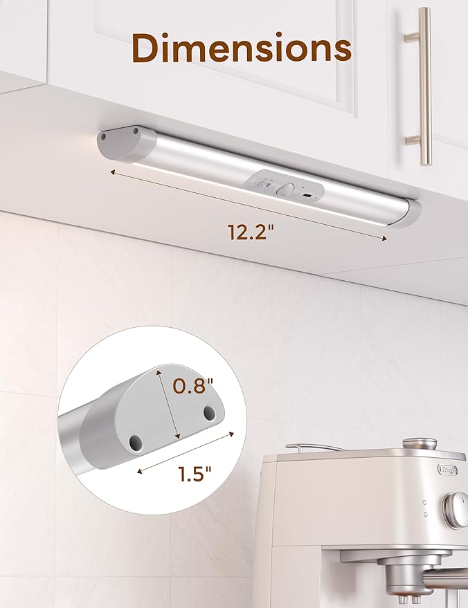 Joyzy Automatic Closet Lighting Motion Sensor RechargeableBattery Operated Closet Light with Eye-Protection DesignUnder Cabinet Light LED for Wireless Pantry Light wardrobeLights(30cm-2pack)