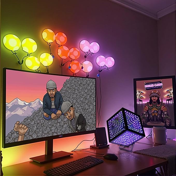 Infinity Hyper Cube LED Light LED Controller with Stand, Controller & Sound & App Reactive Table Lamp - Cool & Creative Multicolor Decorative Mirror Art Desk Night Light (8.2 Inches)