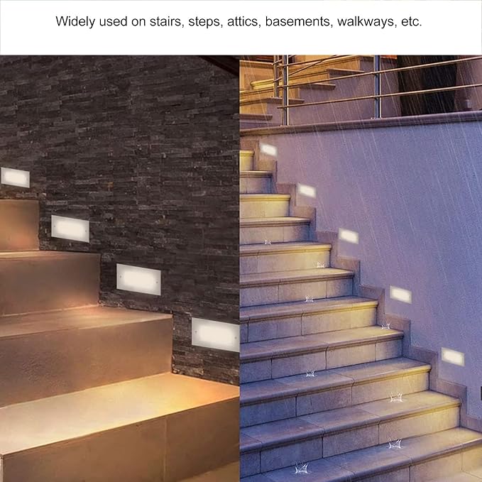 BORDSTRACT Led Stepper Light, Indoor and Outdoor Aluminum Alloy Waterproof Recessed Staircase Wall Light 85 to 265v, Lamps for Stairs, Steps, Attic