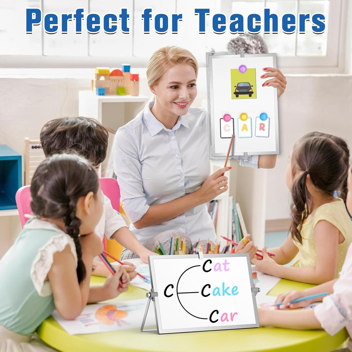 Grtard Magnetic Dry Erase White Board with Stand, 12''x8'' Double-Sided White Board for Kids, Desktop Whiteboard with Stand, Magnetic WhiteBoard Portable, Dry Erase Board for Kids, ToDo, Drawing