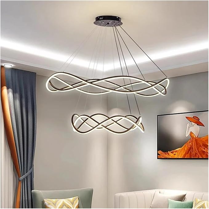 Modern Home Decor Led Lights Pendant Light Lamps for Living Room Chandeliers for Dining Hanging Indoor Lighting,Modern LED Chandelier(APP with RC Dimmable,Black-D100 60cm)