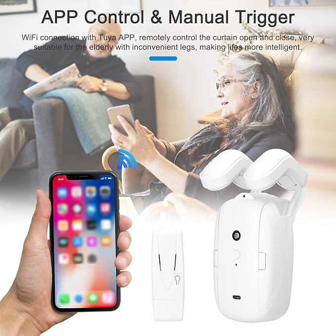 WiFi Intelligent Curtain Motor Electric Curtain Robot Automatic Opener No Wiring with Gateways Support APP Remote Control Timer Setup Temperature & Sensing Compatible with