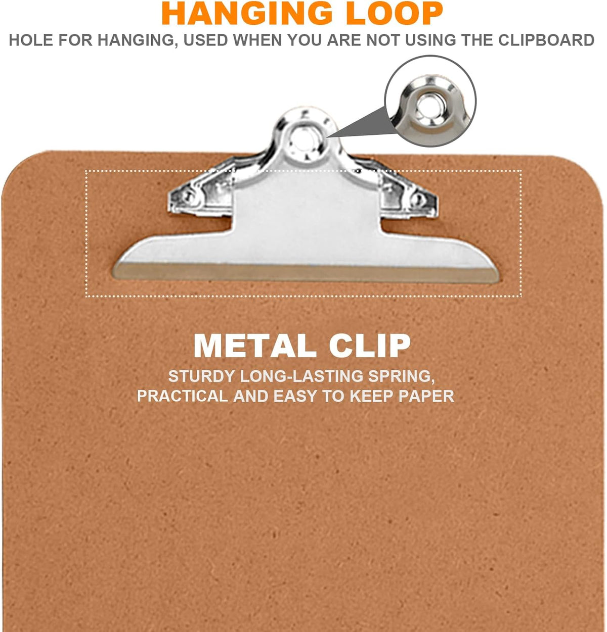 HERKKA 10 Pack Hardboard Office Clipboards - A4 Letter Size, ECO Friendly