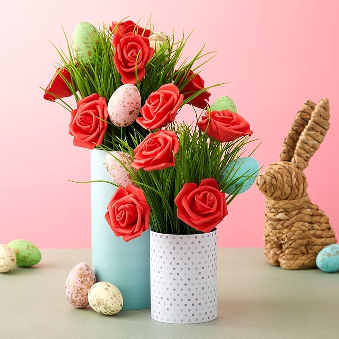Juvale 100 Pack Red Artificial Flowers for Wedding Decor - 3 in Diameter Foam Carnations - Centerpiece Table Decorations & Wedding Decorations - Faux Flowers for Vase