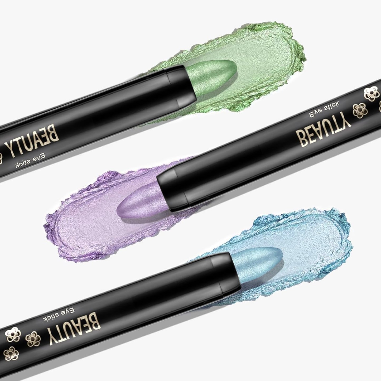 Boobeen 3PCS Cream Eyeshadow Pencil Crayon Waterproof Brightener Stick Shimmer Pen Create Glitter Eye Makeup, Easy to Use