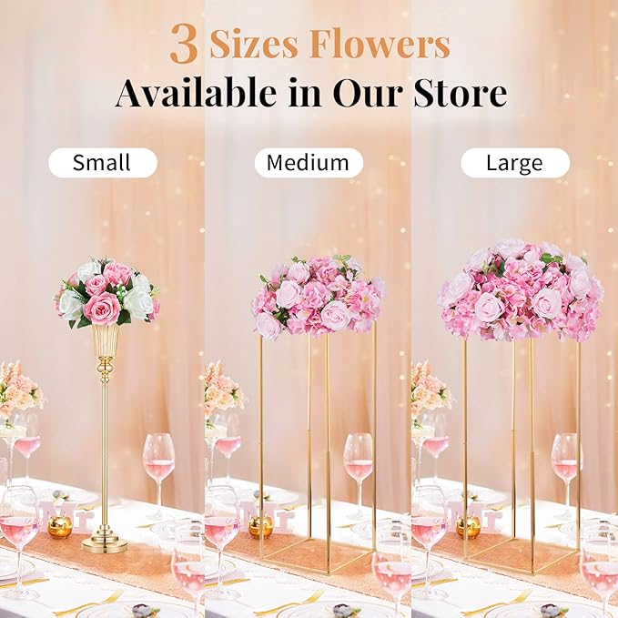 NUPTIO Flower Balls for Wedding Centerpieces - 2 Pcs 15.7 inch Diameter Fake Flower Ball Arrangement Bouquet Party Centerpieces for Tables - Pink Rose Bouquet Centerpiece Flowers for Wedding Table