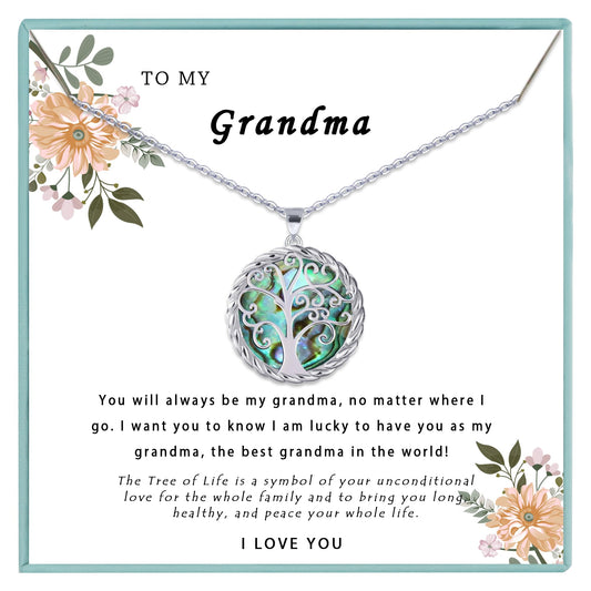 SmileBelle Gifts for Grandma Necklace Tree of Life Necklace as Christmas Gifts for Nana from Grandkids, Generations Necklace for Granny Birthday Gift from Granddaughter, NaNa Gift Ideas for Grammy