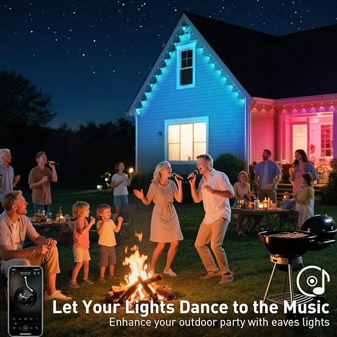 400FT Permanent Outdoor Lights, Smart RGB Eaves Lights with App/Remote Control, LED IP67 Waterproof Outdoor Lighting for Halloween Christmas Holidays Daily Party House Roof Lighting