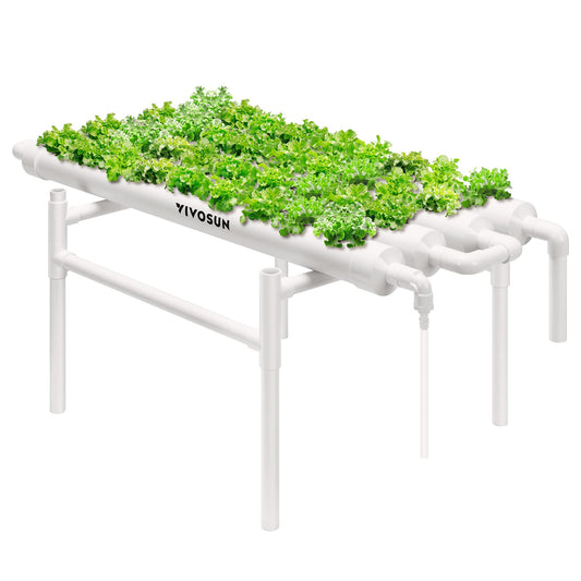 VIVOSUN Hydroponic Grow Kit, 1 Layer 36 Plant Sites 4 Food-Grade PVC-U Pipes Hydroponics Planting System with Water Pump, Pump Timer, Nest Basket and Sponge for Leafy Vegetables