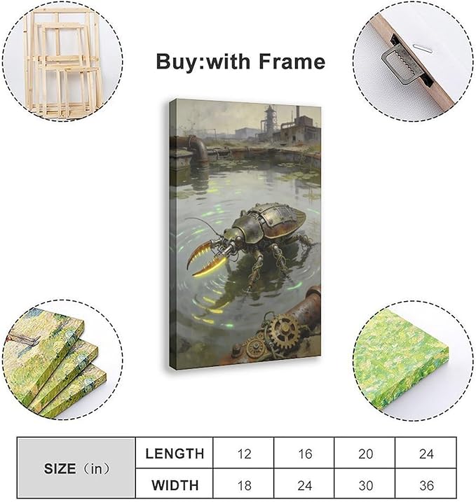 Framed Industrial Fantasy Wall Art for Living Room TV Wall Post Apocalyptic Style Home Decor 20x30inch(50x75cm)