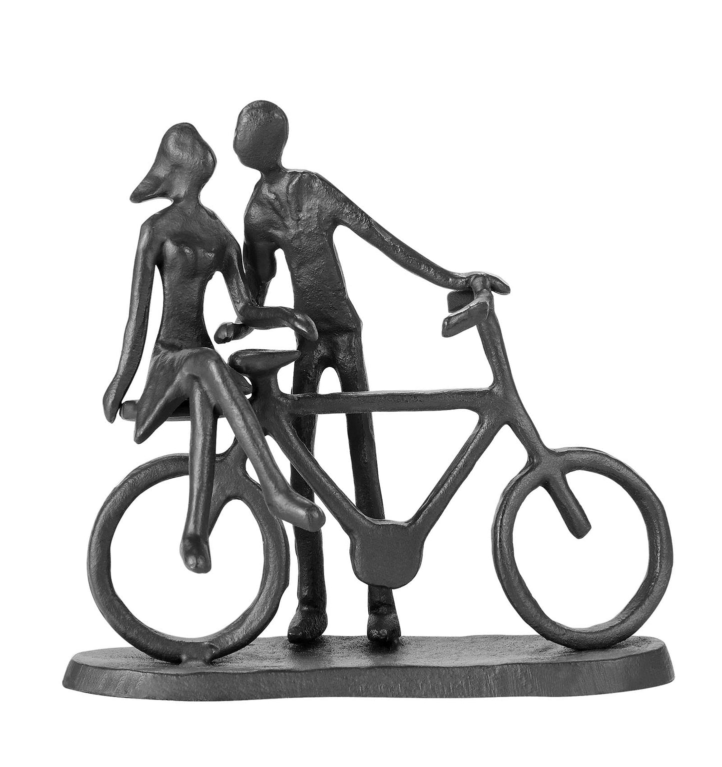 Hanyibao Bike Couple Figurine Statue - Art Metal Sculpture Decor Anniversary - Romantic Gift for Wedding and Anniversary - for Him,Her and Bicycle Lovers, Metal Ornament Couple Statues for Home Decor