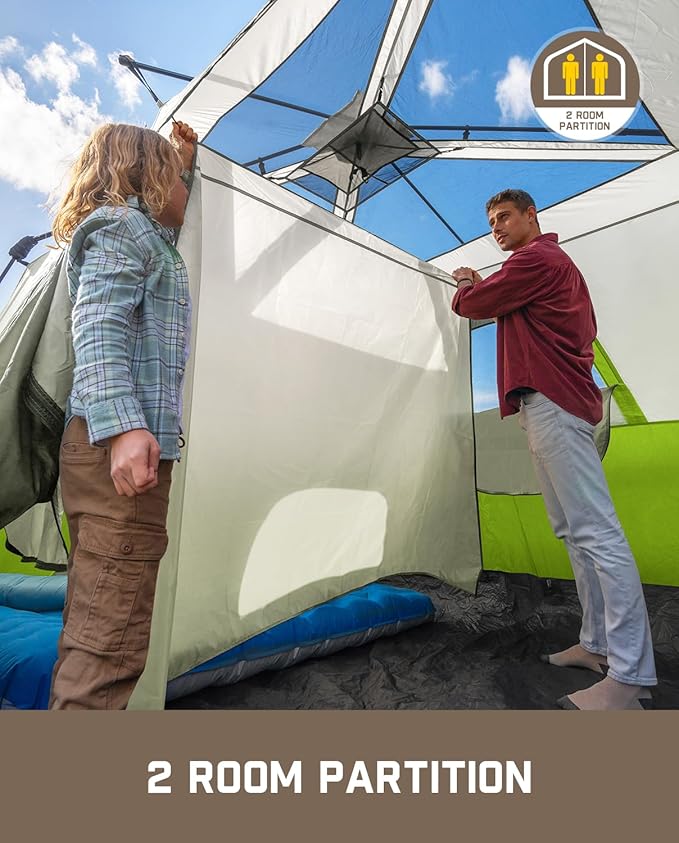 FanttikOutdoor Camping Tent 4/6/8/10 Person Instant Cabin Tent Setup in 60 Seconds with Rainfly & Windproof Portable with Carry Bag for Family Camping & Hiking