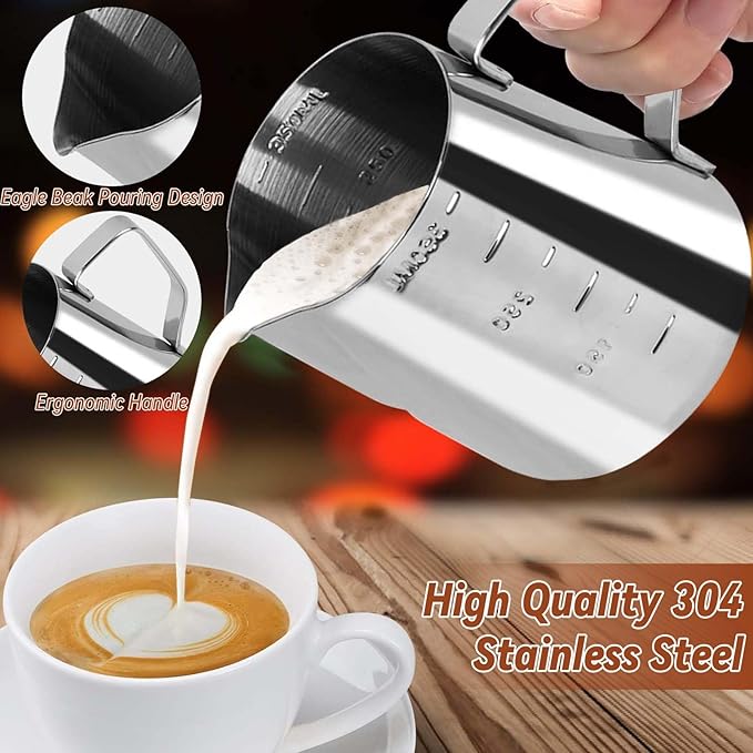 22 PCS Coffee Tamper Set, Espresso Accessories Barista Kit, with 51mm Espresso Tamper, WDT Tool, Frothing Pitcher(350 ml), Latte Art Pen, Coffee Stirrer, Tamper Mat, 16 Coffee Stencils