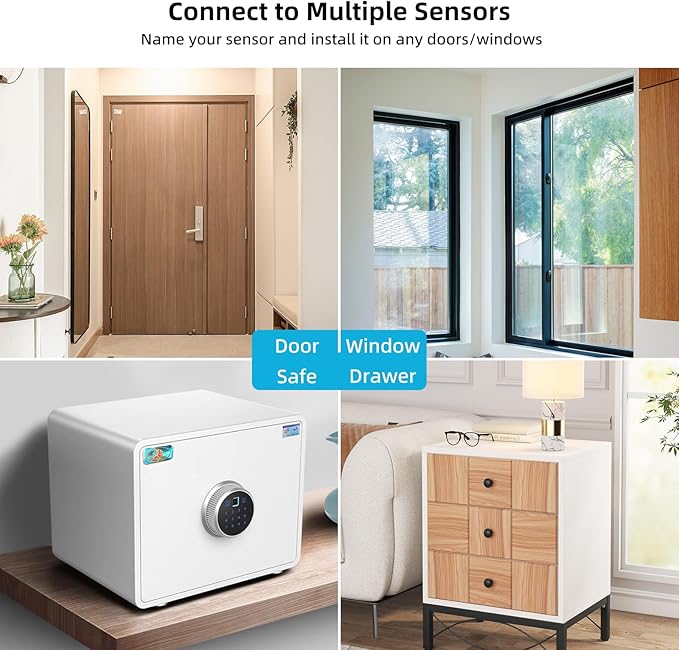 Home Alarm System 5-Piece kit, Door Window Sensors WiFi Slient Alarm System for Kids Safety, Wireless Home Alarm Security System DIY, No Contract, App Alert for Home Apartment, 2.4G WiFi Only