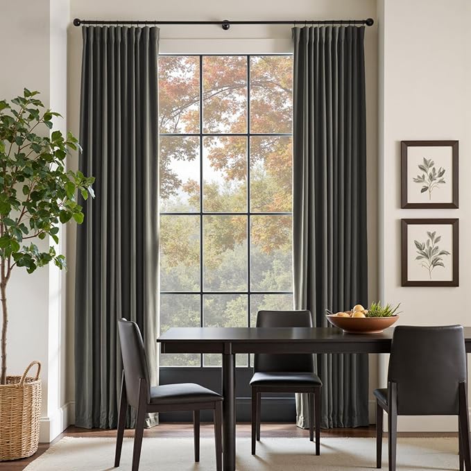 Lazzzy Velvet Blackout Curtains Thermal Insulated Room Window Drapes Super Soft Luxury Curtains for Living Room Bedroom Rod Pocket 2 Panels, Grey, 42" W x 96" L