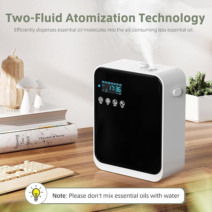 Waterless Essential Oil Diffuser for Home and Commercial Use, Up to 1500 sq.ft. 240ml Aromatherapy Scent Diffuser for Large Rooms, Smart Scent Air Machine Premium Humidifier Aroma Diffuser