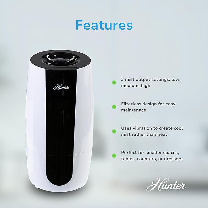 Hunter Fan Company Aspire Cool Mist 0.7 Gal Ultrasonic Humidifier-White