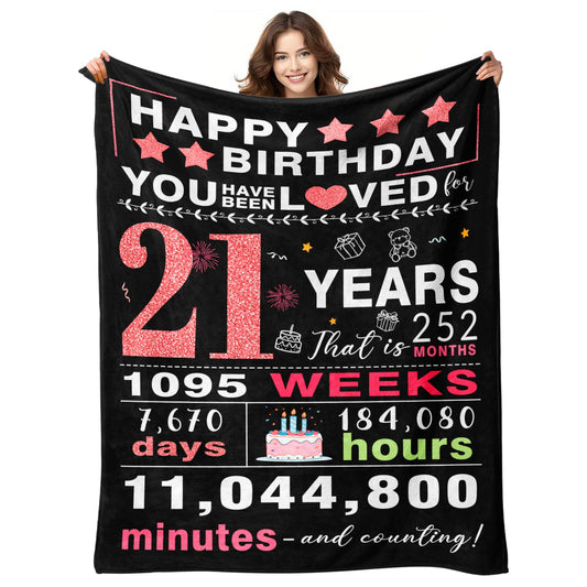 21st Birthday Gifts for Her - Cool 21st Birthday Gift - 21 years old Bday Decorations for Her - Bday Presents for Women - Presents for 21 Years Old Birthday Female Women - Throw Blanket 50"x60"