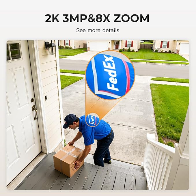 2K Cameras for Home Security,Indoor/Outdoor for Baby/Elder/Pet Monitoring with Phone app,Wired Plug&Play,Color Night Vision,2-Way Audio & 24/7 Recording,Support 128G Card ( Not Included),2-Pack