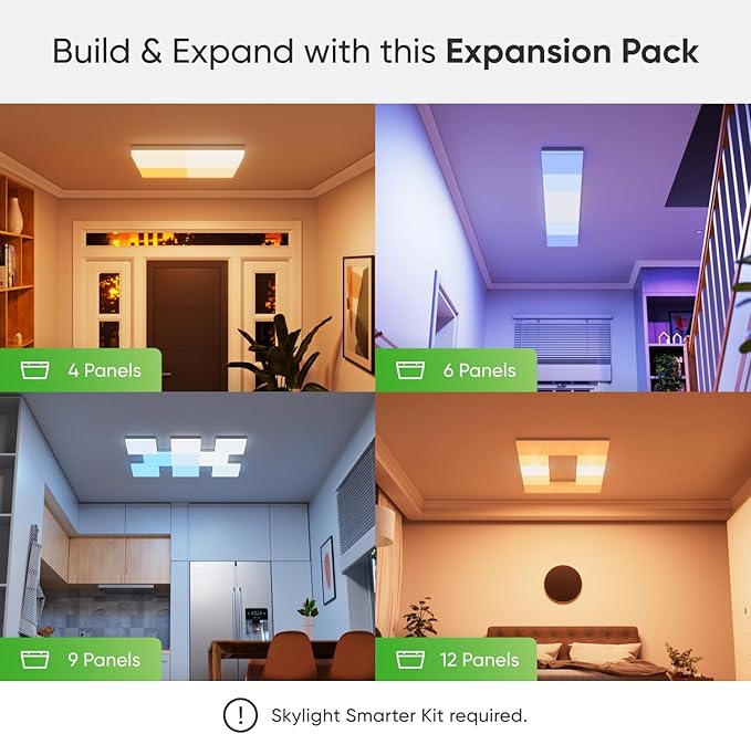 Nanoleaf Smart Ceiling Light, RGBCW LED Ceiling Lights Compatible with Alexa, Flush Mount Light Fixture with 16M+ Colours & Dynamic Scenes, Music Sync, 2700K-6500K Dimmable, Skylight Expansion 1PK