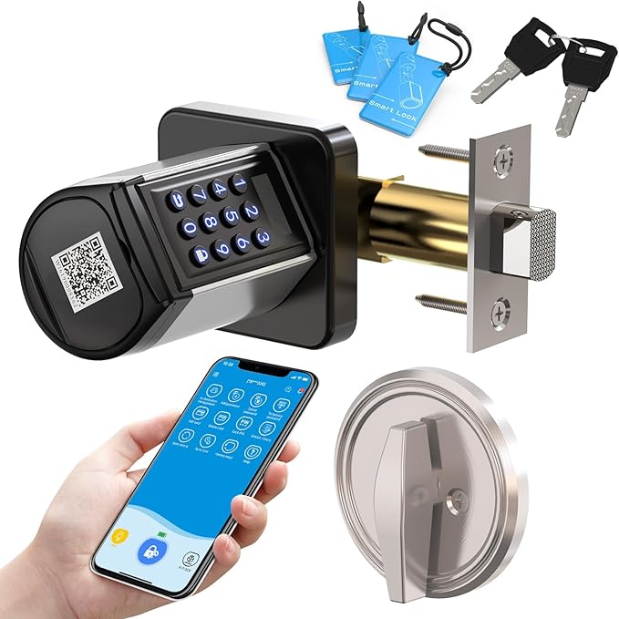 WELOCK Smart Deadbolt Lock, Keyless Entry Door Lock for Front Door, Security WiFi Deadbolt with Keypad, App Control, Anti-Peeking Password,Easy Installation for Bedroom,Home, Apartment,Hotel,Garage