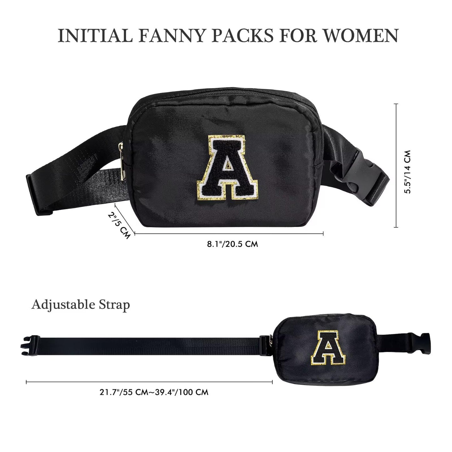 YOOLIFE Gifts for Men Birthday Gifts - Personalized Gifts for Men, Gifts for Son Boyfriend Him Husband Dad, Black Initial Crossbody Bag Belt Bag A