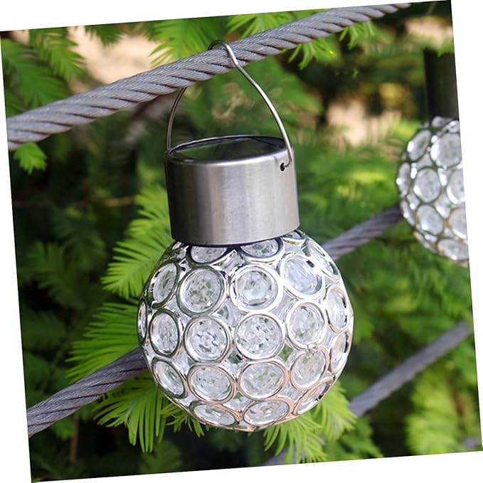 Mipcase 4PCS Solar Hanging Lamp Set Waterproof Decorative Lights for Outdoor Use Hollow Design Warm White Illumination for Gardens and Patios