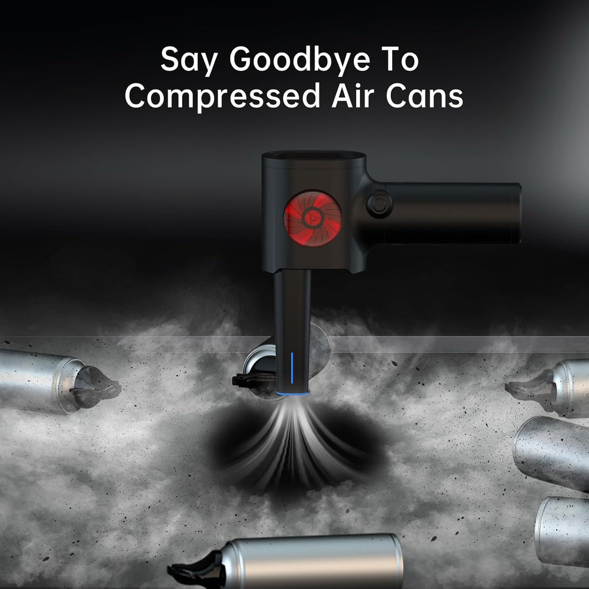 ATEngeus Compressed Air Duster, Stepless Speed Electric Air Duster with Storage Case, Cordless Air Duster with LED Replace Canned Air, 6 Accessories Air Blower, Keyboard Cleaner for Car, PC, Home