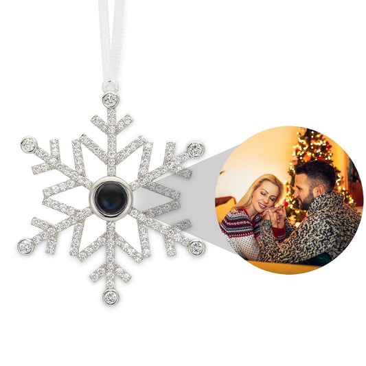 Custom Photo Ornament for Christmas Tree Personalized Decoration with Picture Inside Hanging Snowflake Projection Pendant 2024 New Home Decor for Xmas Party Memorial Gifts for Family