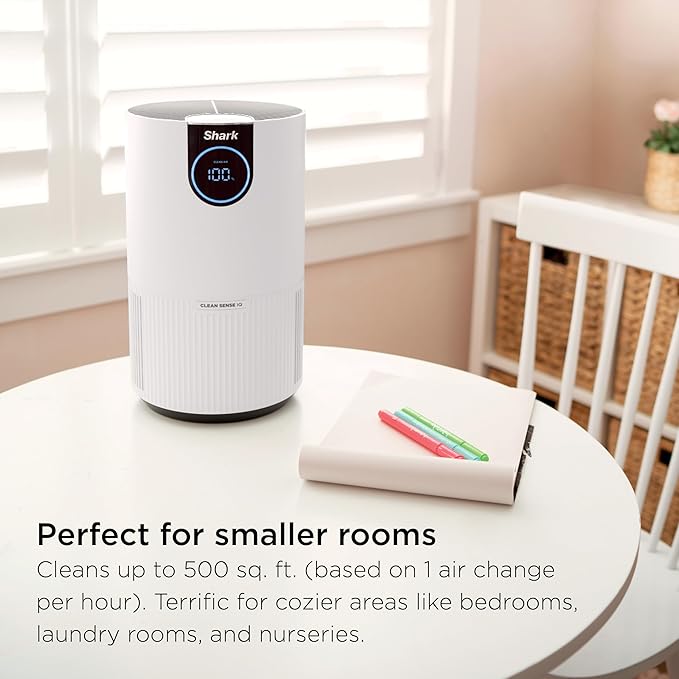 Shark Air Purifiers for Bedroom, Office, Dorm, Small Room, HEPA Air Filter, Odor Eliminator, Covers Up To 500 SQ FT, Air Filtration Removes Smoke, Dust, Allergens, Pet Dander, and Pollutants, HP102