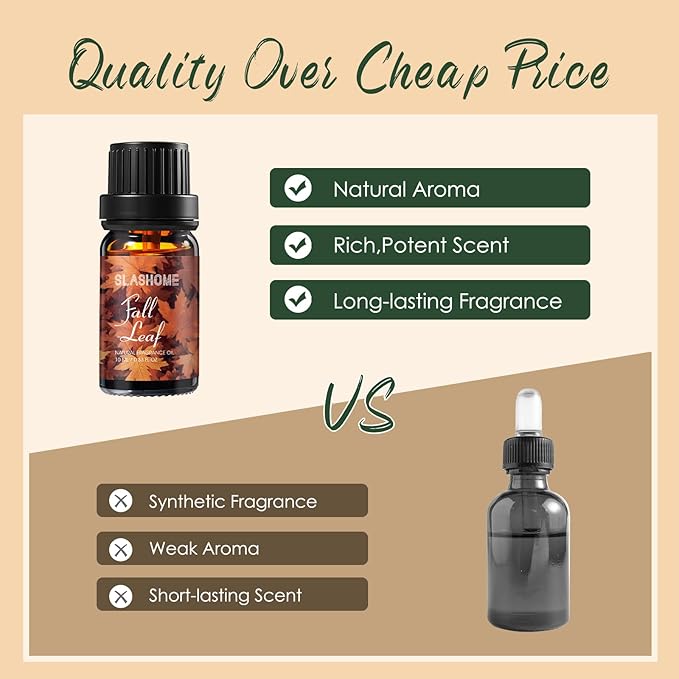 Fall Essential Oils Set-8×10ML，Essential Oils for Diffusers for Home, ragrance Oil for Candle, Cinnamon,Apple CiderF,Pumpkin Pe,Vanilla,Hawest Spice,More, Aromatherapy Gift Set for Women & Men