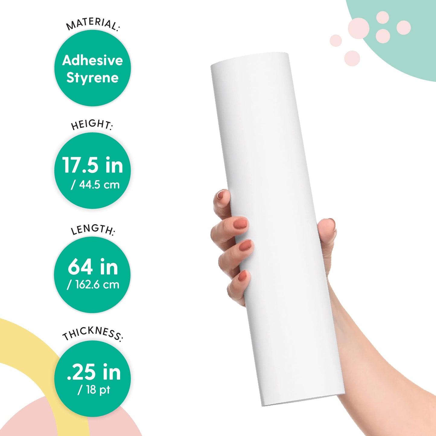 I Like That Lamp Styrene Sheet for Lampshade (17.5" Height x 64"" Length) - Adhesive Roll for DIY Round Drum Lamp Shade - Repair Damaged Shades - Make a New Lampshade - Compatible With All Materials"