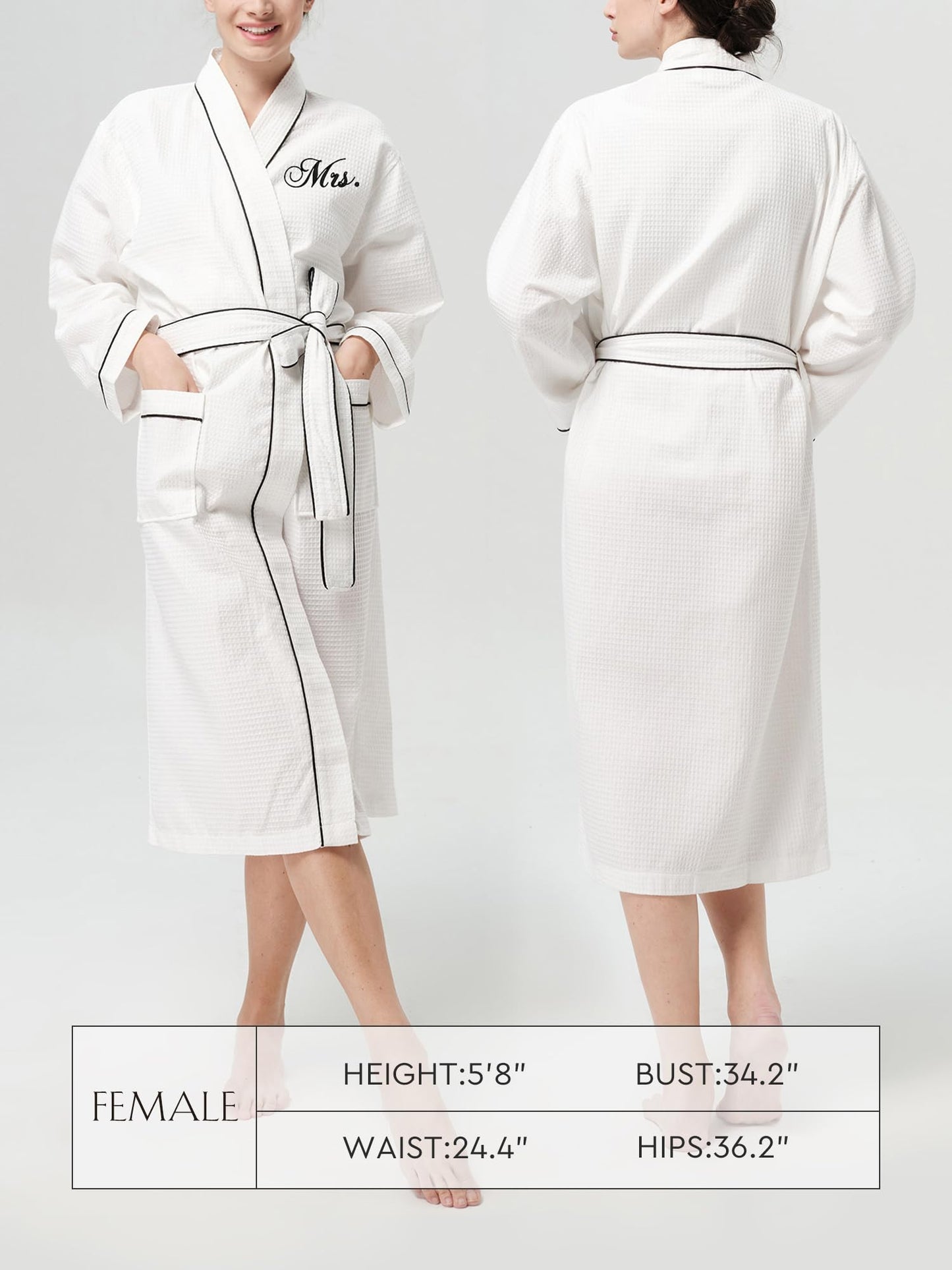 AW BRIDAL Wedding Gifts for Couple Newlyweds, Anniversary Mr and Mrs Waffle Knit Robe Sets for Enagagement Bridal Shower, Monogrammed White Matching Robes for Couples, Bride and Groom, Wifey and Hubby