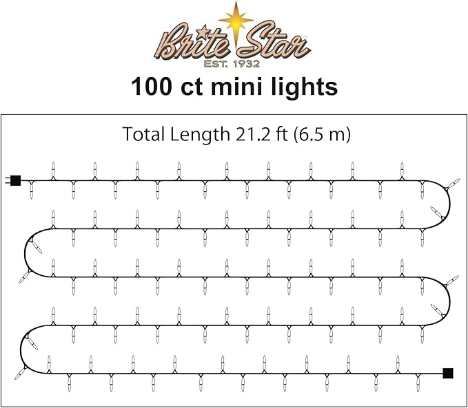Brite Star 100 Count Mini String Christmas Lights, Red - 22 feet Indoor/Outdoor Christmas Tree Lights with Green Wire (Set of 2)