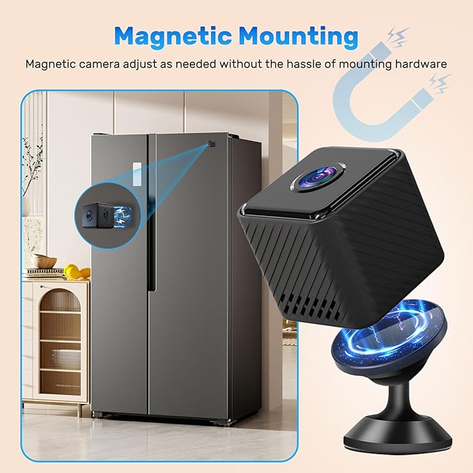 Wireless Home Camera Mini WiFi Security Camera 4K Small Cameras House Indoor Outdoor Cam Tiny Door Pet Cameras Nanny Wireless Camara Smart Motion Detection Surveillance Home Office No Need WIFI Camera