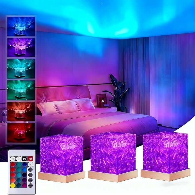 Magical Northern Lights For Your Room, Magic Northern Light, Aurora Night Light Projector With Remote Control, Color-Changing Mood Ocean Light, Relaxation & Decor (16 Colors * 3, Rechargeable)
