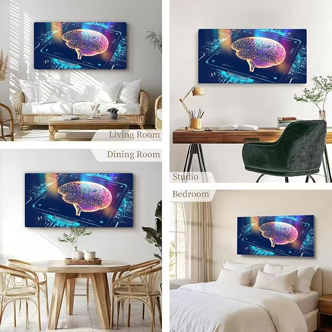 Wibinuki Wall Art Wall Decor Wall Paintings Artificial Intelligence CPU quantum computing for Living Room Bedroom Bathroom Home Decor Can Be Hung Directly 20"x 40"