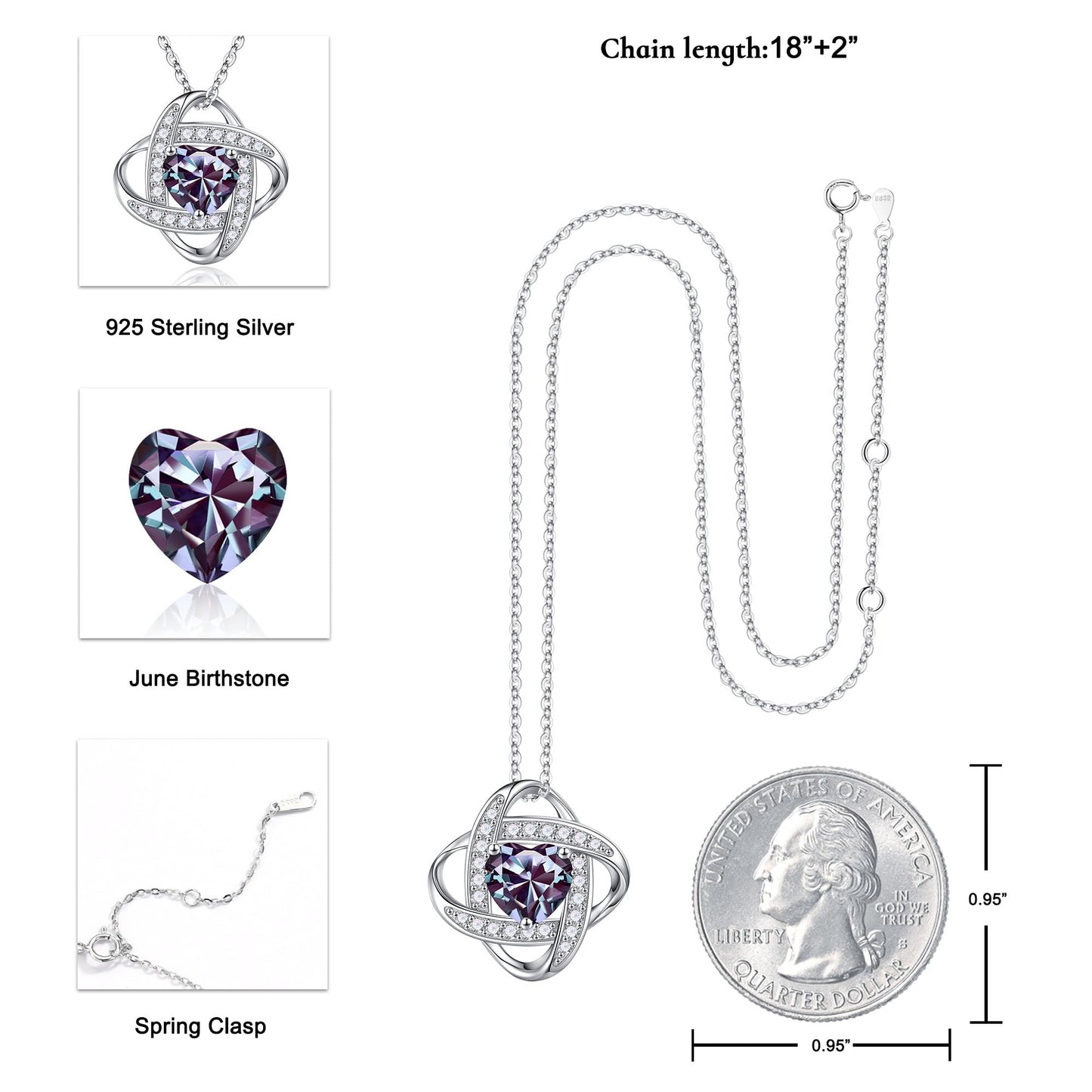 Iefil Birthday Gifts for Women - Birthstone Necklace for Women, Anniversary Women Necklace, Alexandrite Necklace, June Birthstone, Jewelry Gifts for Wife Girlfriend