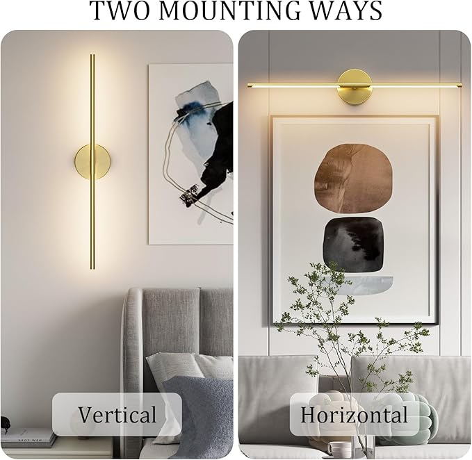28In Gold Bathroom Vanity Light Fixtures Over Mirror Hardwired ED 360° Rotatable Modern Bathroom Sconces 3000K Warm Light