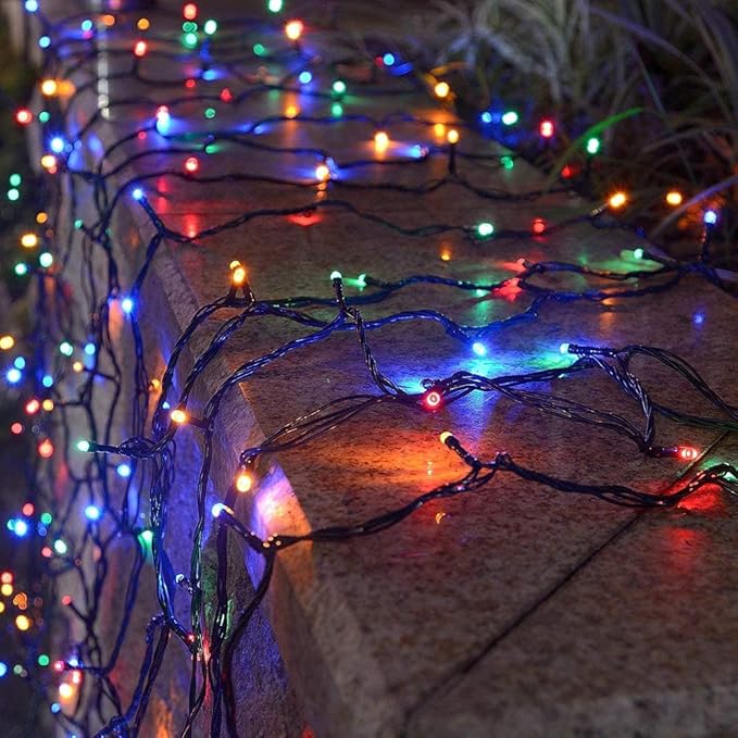 Hopolon String Lights Indoor Outdoor, 33 FT 100 LED Connectable Green Wire Twinkle Fairy Lights, Plug in Christmas Light Waterproof for Wedding Party Patio Spring Decor (Multicolor)